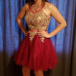 Red and Gold Homecoming Dress